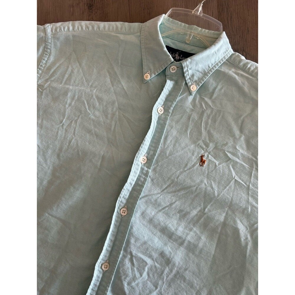 Ralph Lauren Polo Button Down Shirt Boys Size 14 Green Long Sleeve